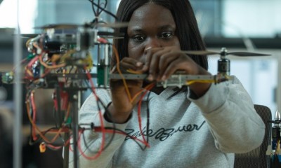 A student works on a drone in UC Digital Futures.